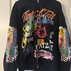 Colorful Graphic Zip-Up Hoodie